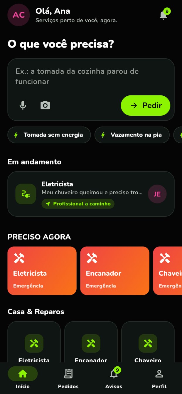 Tela de pedido: escreva, fale ou mande uma foto